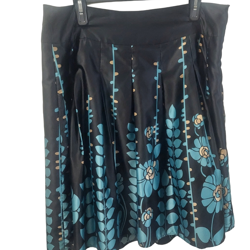 Floral Black and Blue Skater Skirt